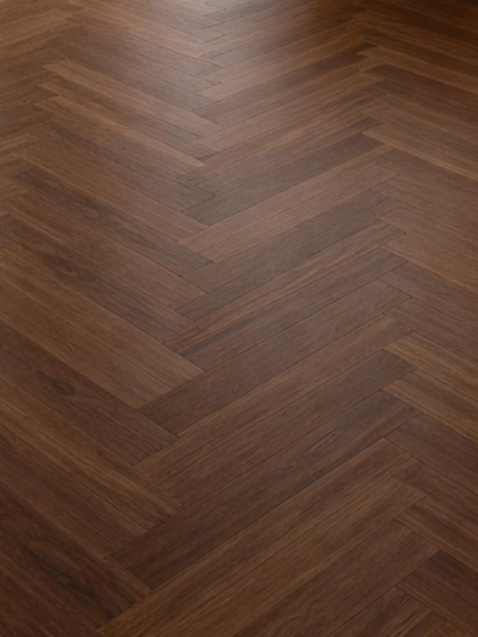 Cherry Oak Herringbone Luxury Click Vinyl Flooring Tiles - 640x128x6mm