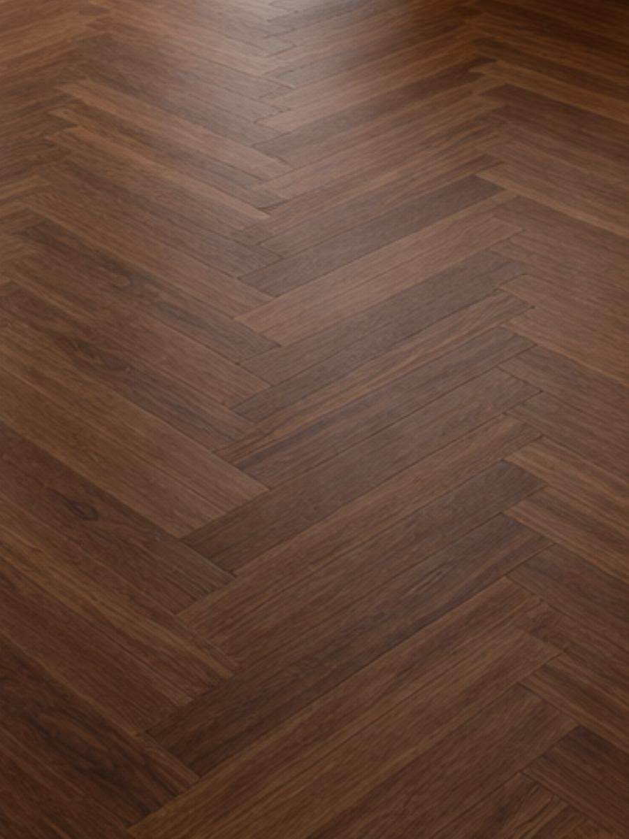 Cherry Oak Herringbone Luxury Click Vinyl Flooring Tiles - 640x128x6mm