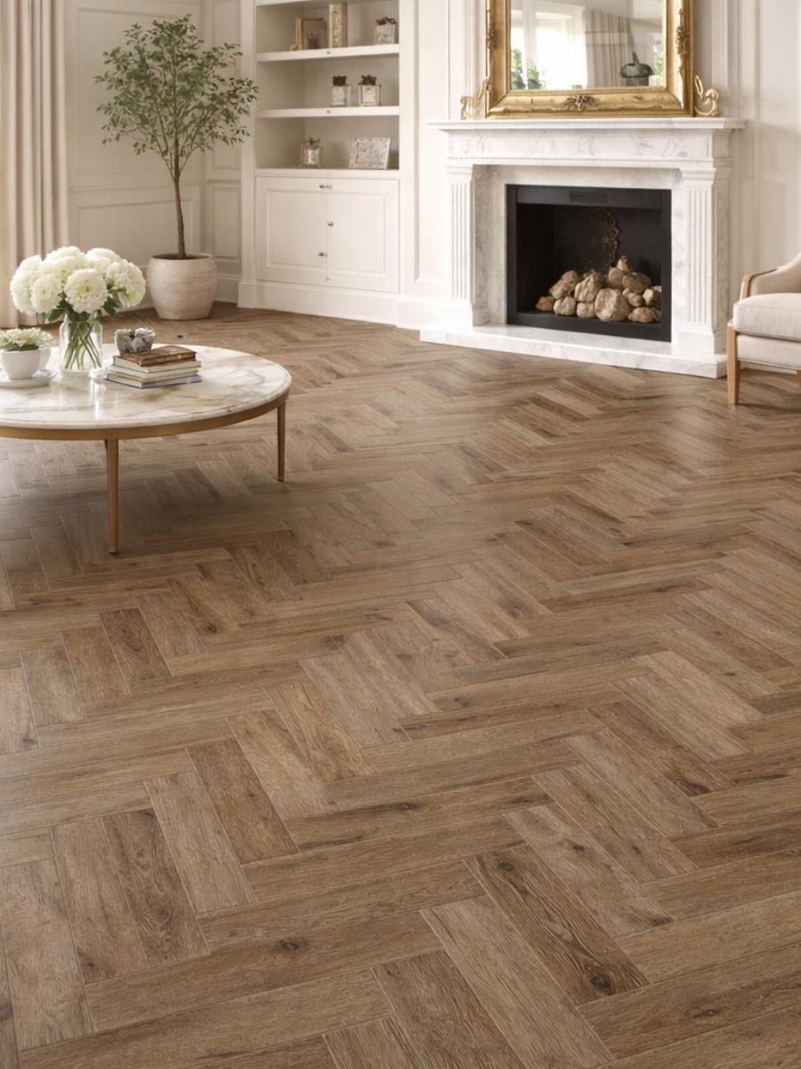 Chestnut Oak Herringbone Luxury Click Vinyl Flooring Tiles - 640x128x6mm Chestnut Oak Herringbone Luxury Click Vinyl Flooring Tiles - 640x128x6mm