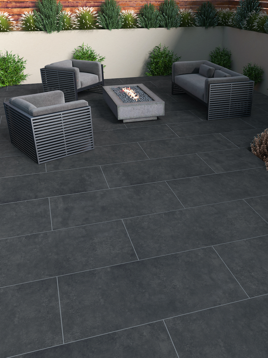 Clay Anthracite King Size Outdoor Porcelain Paving Slabs - 1200x600 Pack