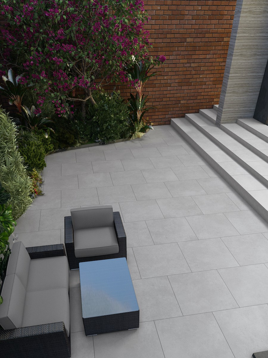 Clay White Virtue Vitrified Outdoor Porcelain Paving Slabs 600x600