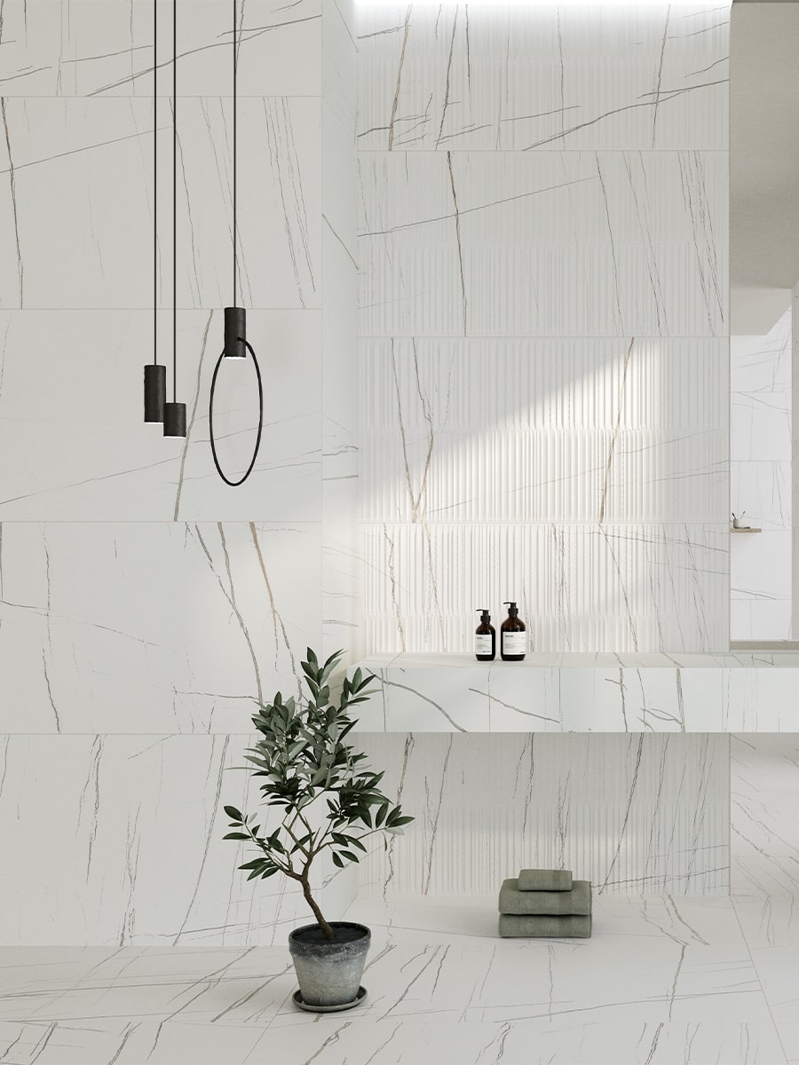 Concept White Decor Porcelain Tile - 1200x600mm