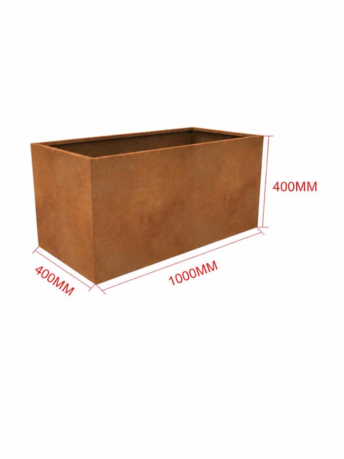 Corten Steel Planter - 1000x400x400mm - Pre-Rusted