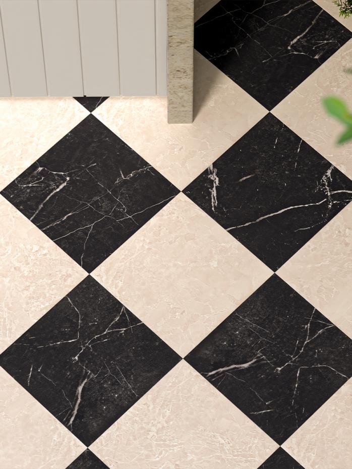 Brera Noir Italian Marble Effect Porcelain Tile - 300x300x8.5mm