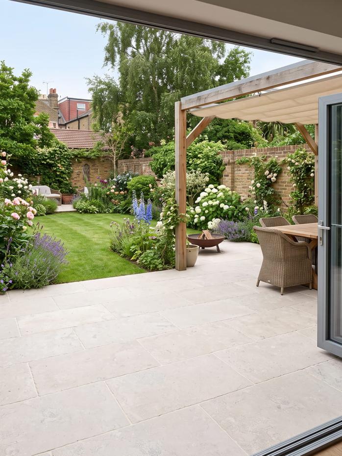 Cotswold White Tumbled Limestone-Effect Porcelain Paving - 910x610x20mm