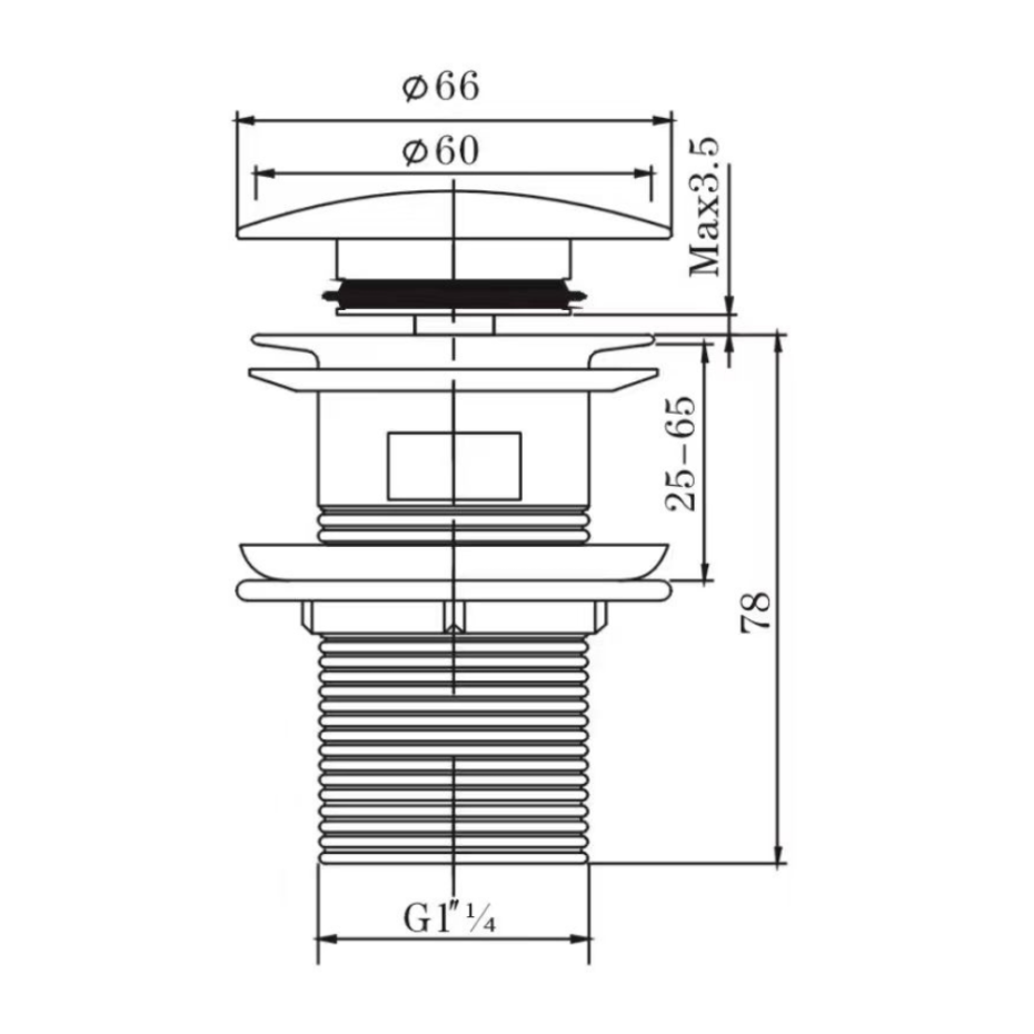 Couture Matt Black Slotted Easy Click Basin Waste
