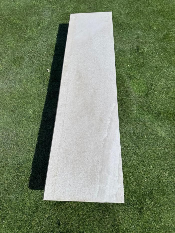 White porcelain bullnose tile for patio edging