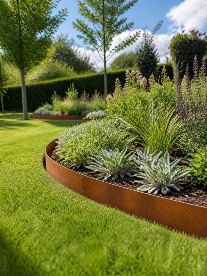 Corten Steel Lawn Edging 1075 x 75mm - Pre-Rusted (Pack of 5 Pcs)