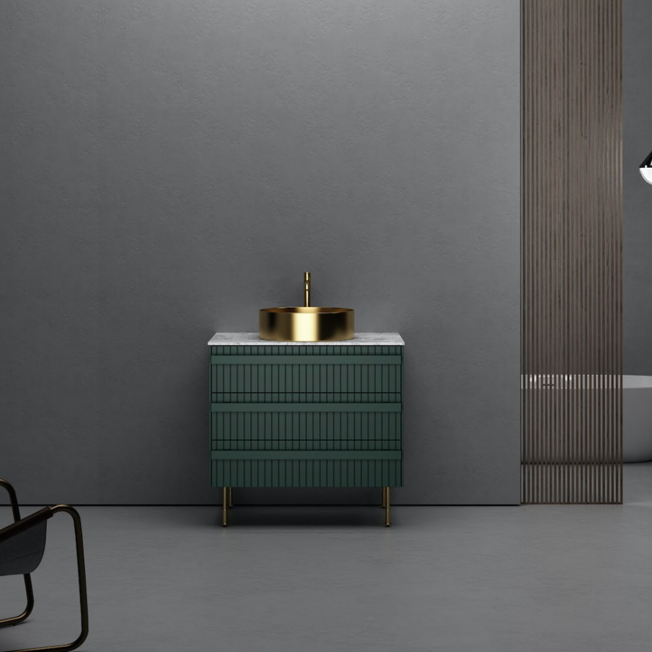 Capri Floor-standing Fluted Vanity With Gold Basin - 800mm