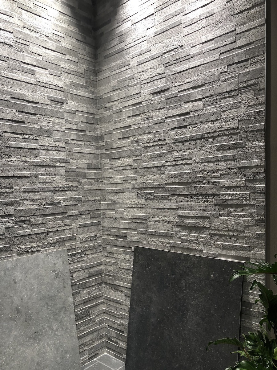 Dark Grey Quartz Split Face Effect Porcelain Wall Tile - 150x610