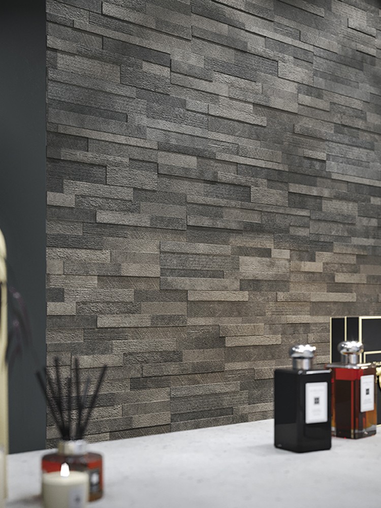 Dark Grey Split Face Effect Wall Cladding Tile - 150x610mm