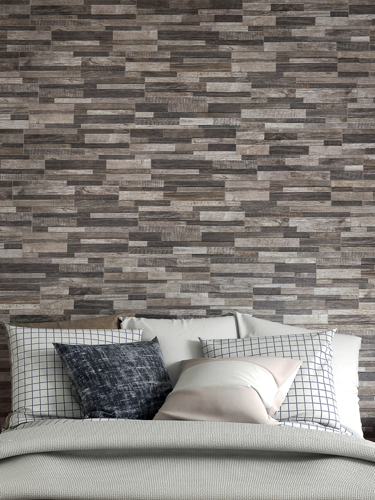 Dark Wood Split Face Effect Porcelain Wall Tile - 150x610
