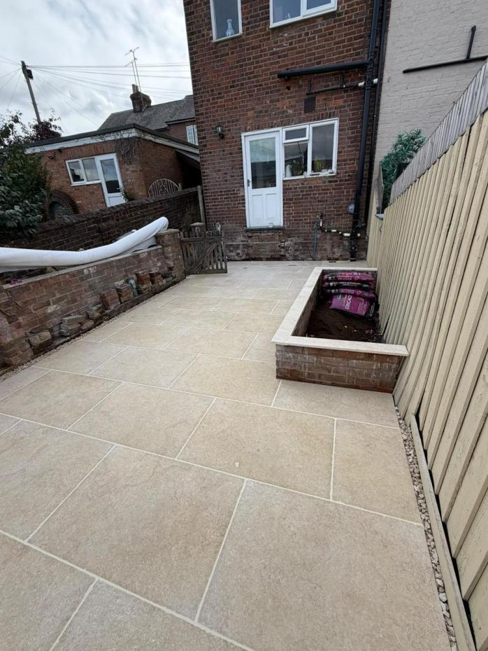 Desert Beige Brushed and Tumbled Natural Limestone Paving Slabs - 900x600x20mm
