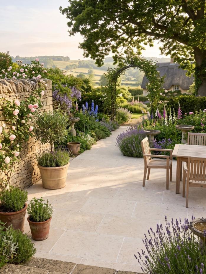 Desert Beige Tumbled Limestone Paving Slabs - 900x600mm