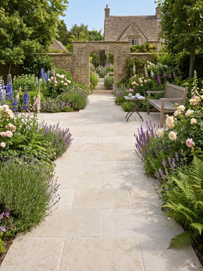 Desert Beige Tumbled Limestone Paving Slabs - 900x600mm