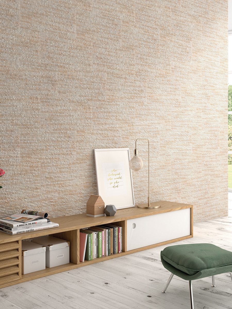 Desert Beige Split Face Effect Porcelain Wall Tile - 300x600mm