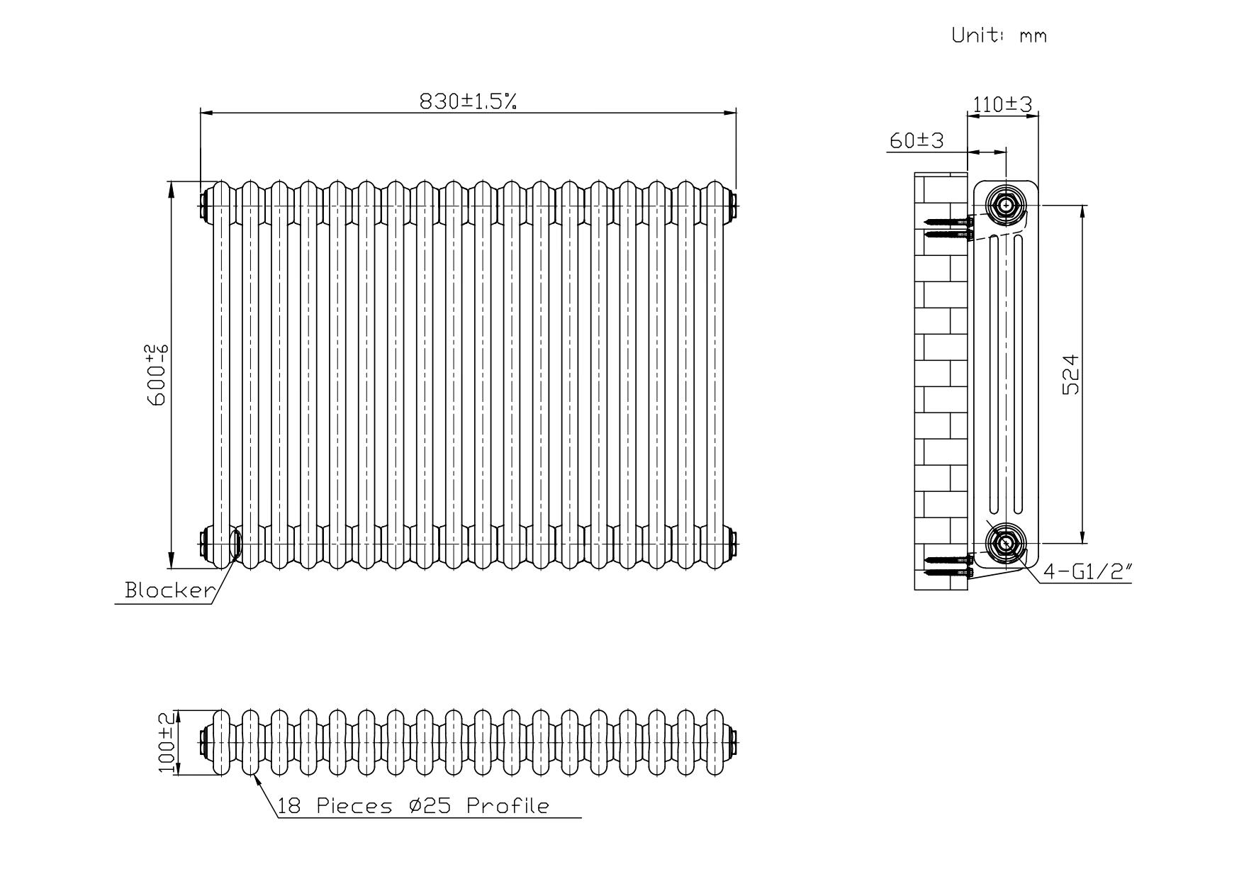 Belmont White Designer Column Radiator - 600x830mm Belmont White Designer Column Radiator - 600x830mm