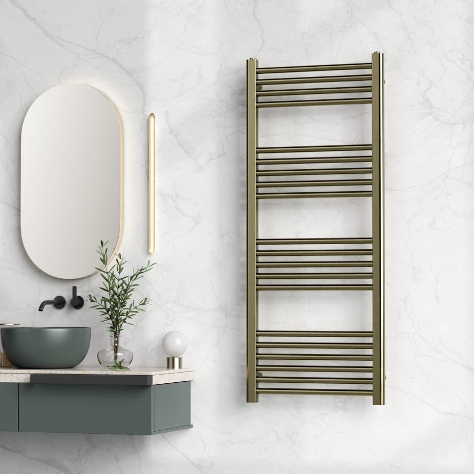 Manchester Brushed Antique Copper Designer Towel Rail - 1000x450mm