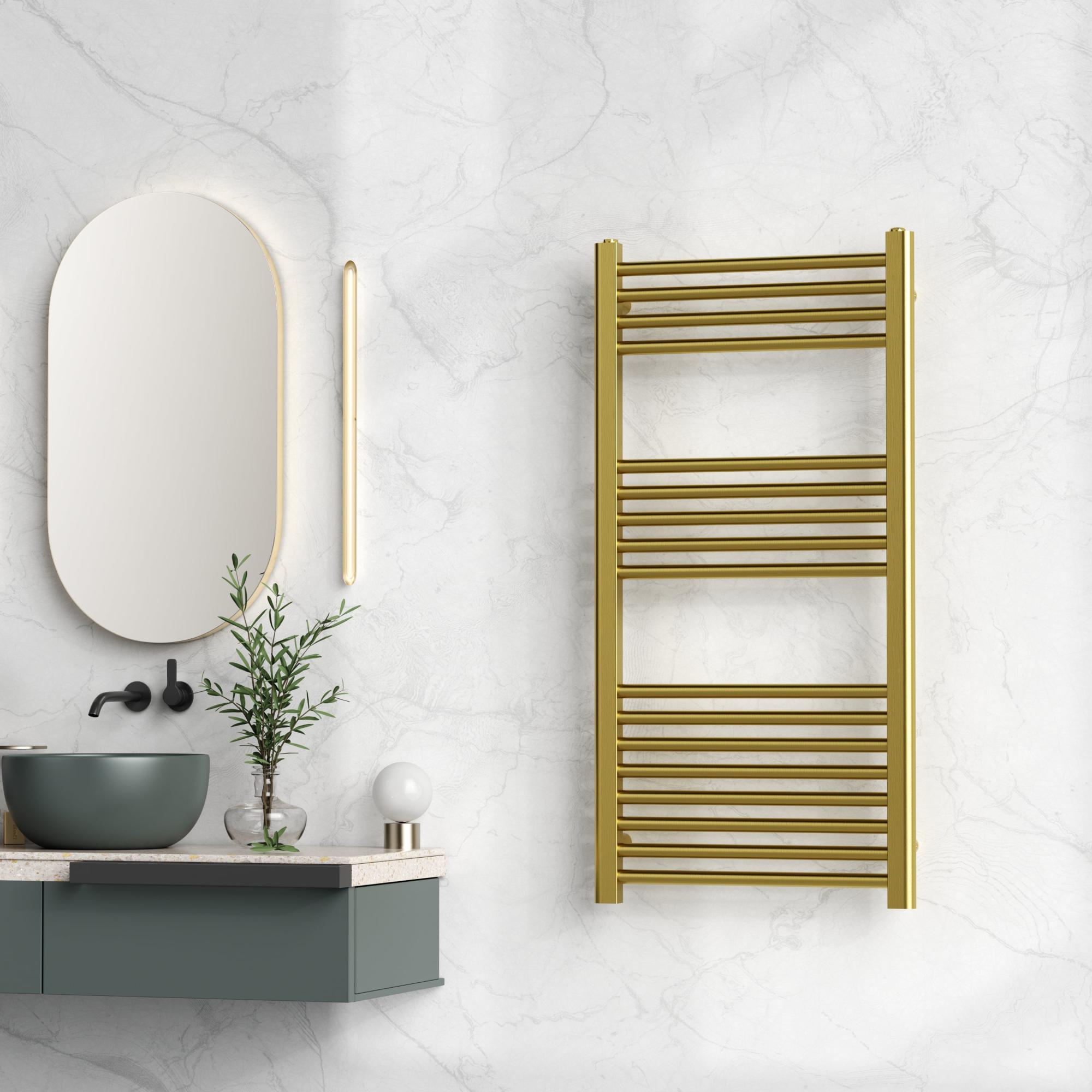 Manchester Gold Designer Towel Rail - 800x450mm