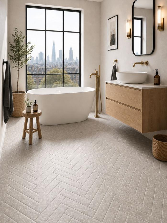 Dijon Antique Tumbled Limestone Herringbone Tiles - 200x50x15mm
