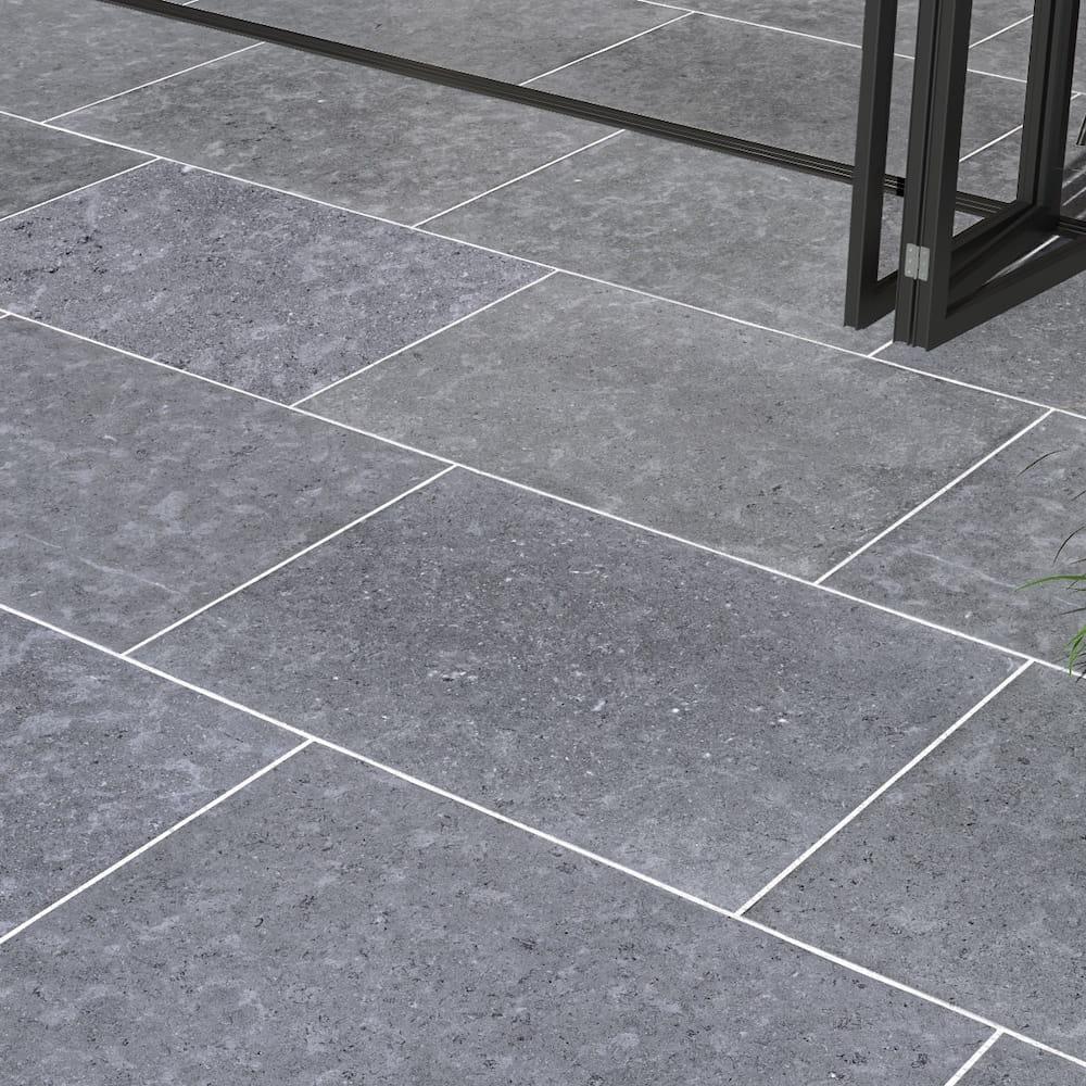 Dijon Grey Honed & Tumbled Limestone Paving Slabs - 900x600x20mm