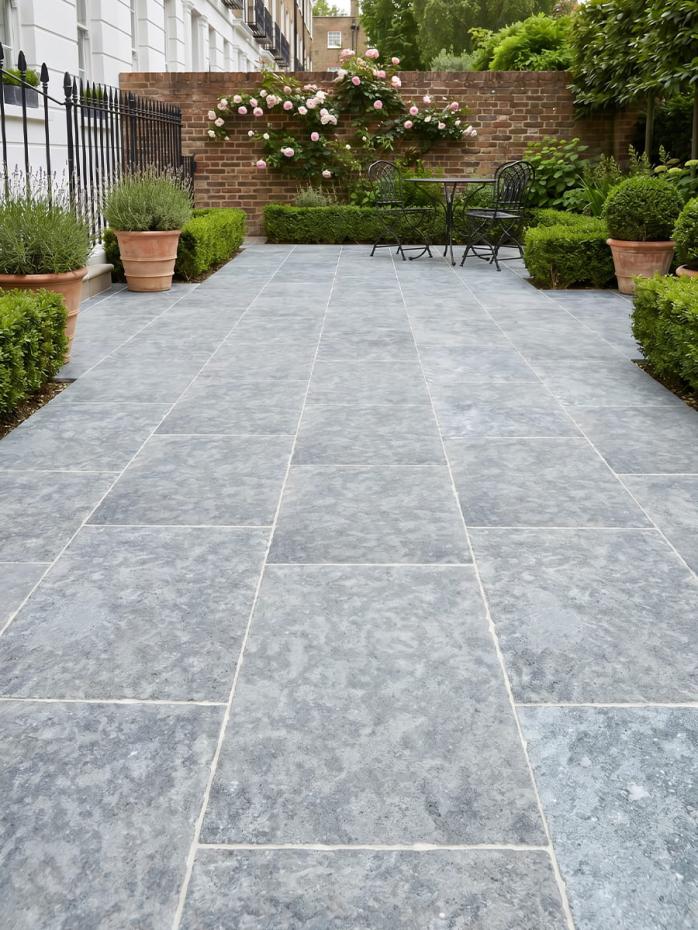 Dijon Grey Limestone Effect Chiselled Porcelain Paving Slabs - 900x600x20mm
