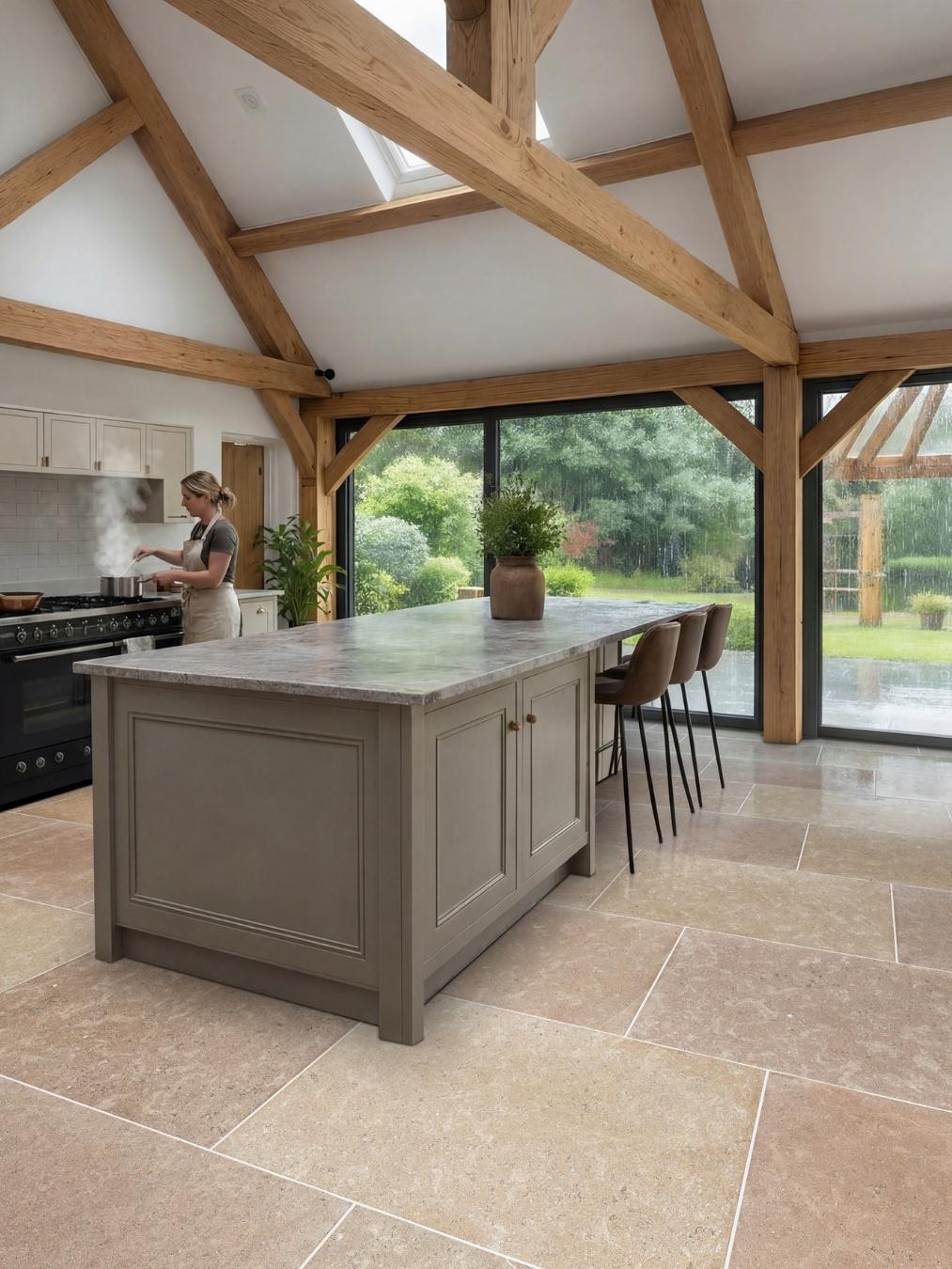 Dijon Brushed & Tumbled Limestone Tiles - 900x600x15mm