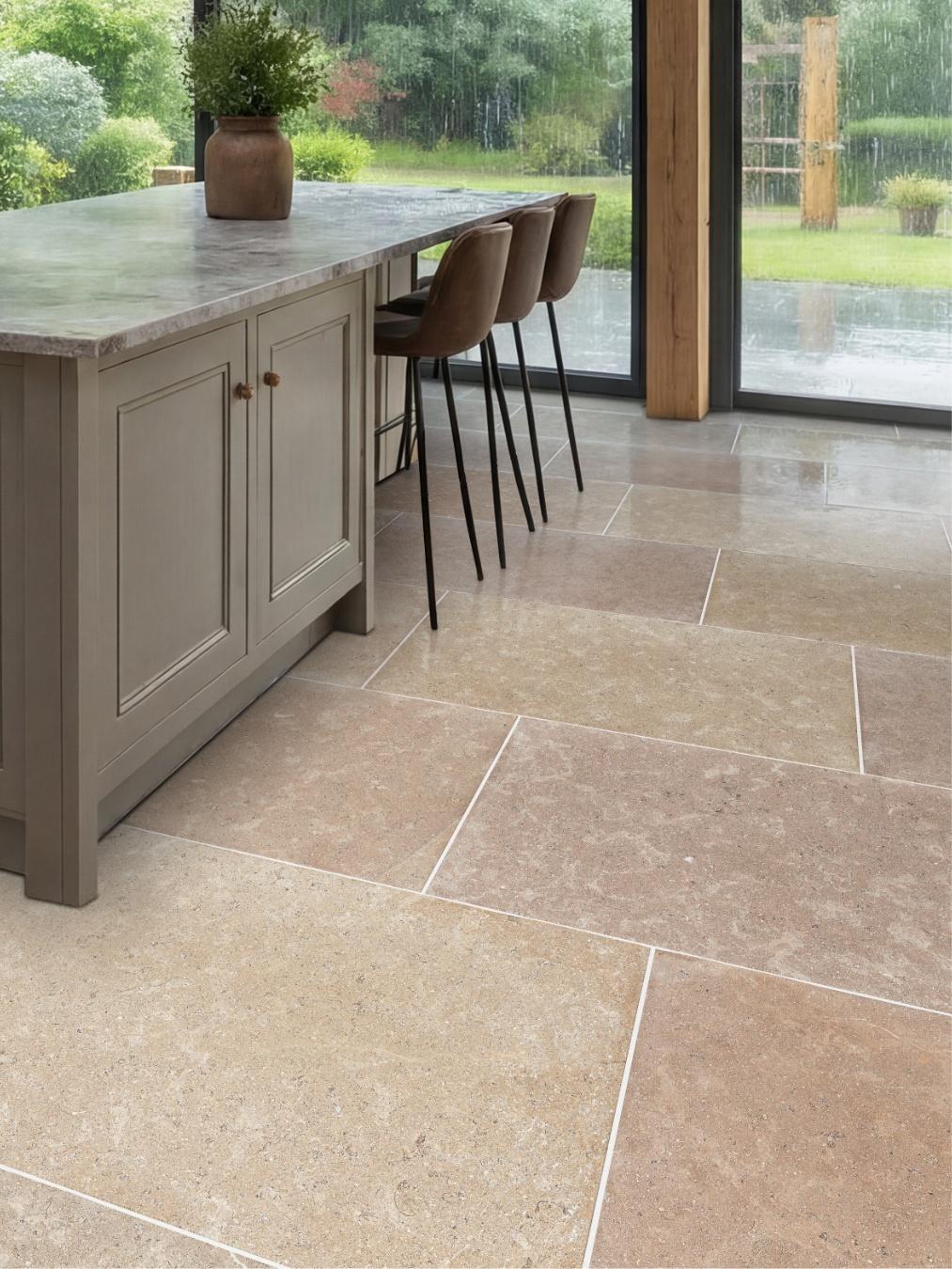 Dijon Brushed & Tumbled Limestone Tiles - 900x600x15mm