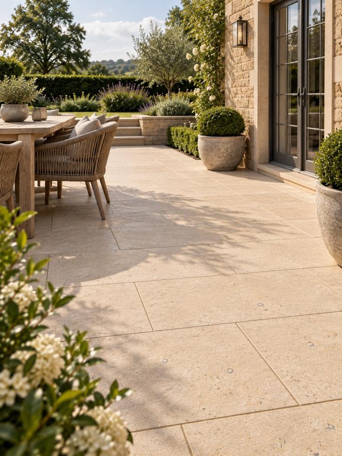 Dijon Heritage Textured Natural Limestone Paving Slabs - 900x600x20mm