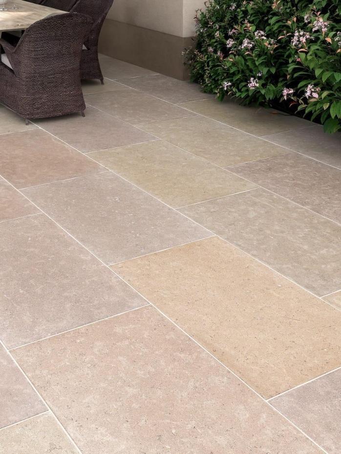 Dijon Tumbled Natural Limestone Paving Slabs - 600 x Free Length x 20mm
