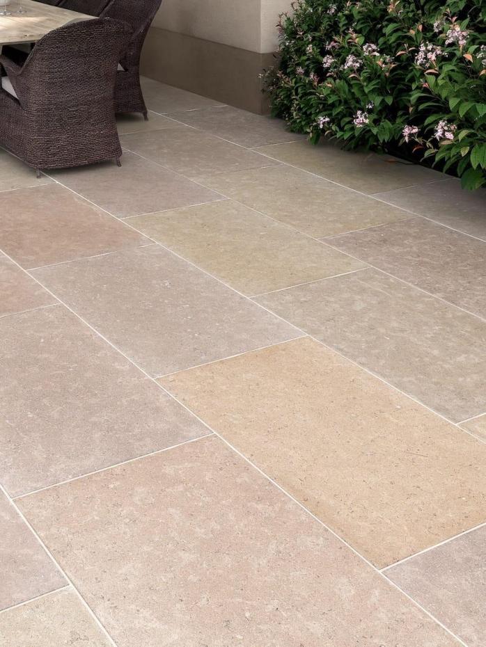 Dijon Brushed & Tumbled Limestone Paving Slabs - 900x600x20mm