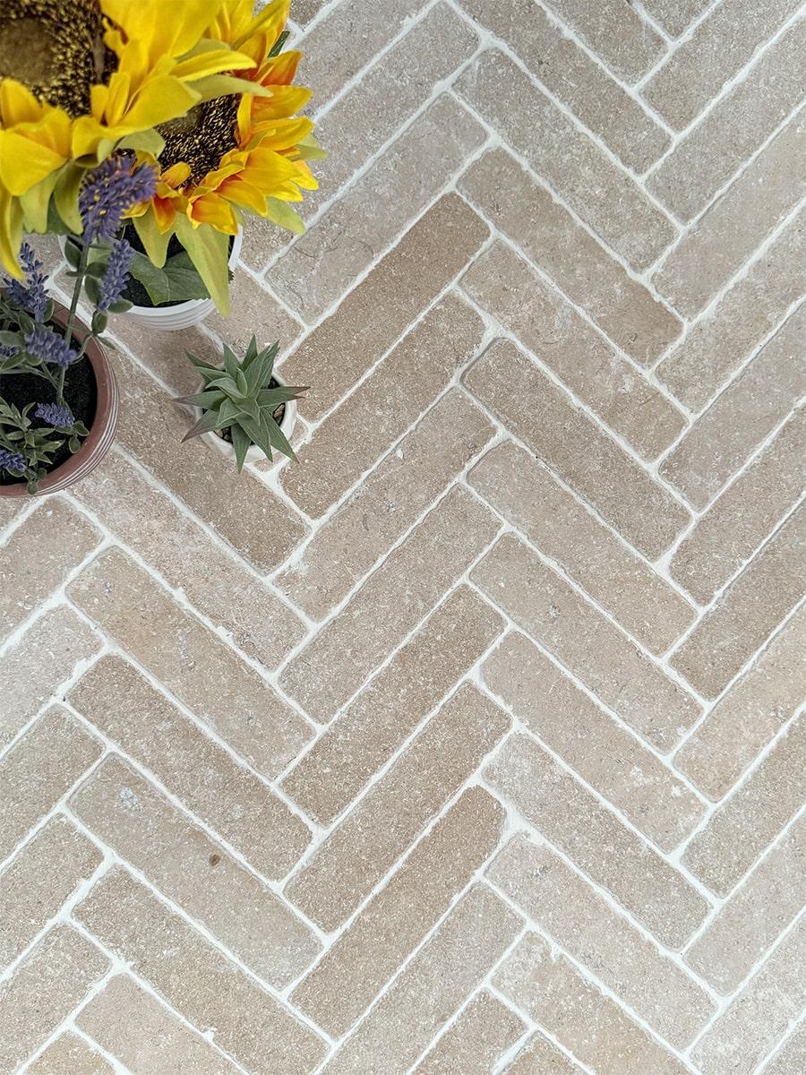 Dijon Honed & Tumbled Limestone Outdoor Pavers - 200x50x40mm