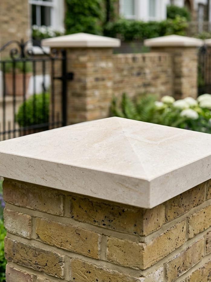 Dijon Limestone Pyramid Pier Caps - 450x450x60mm
