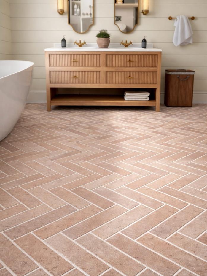 Dijon Tumbled Herringbone Tiles - 200x50x20mm