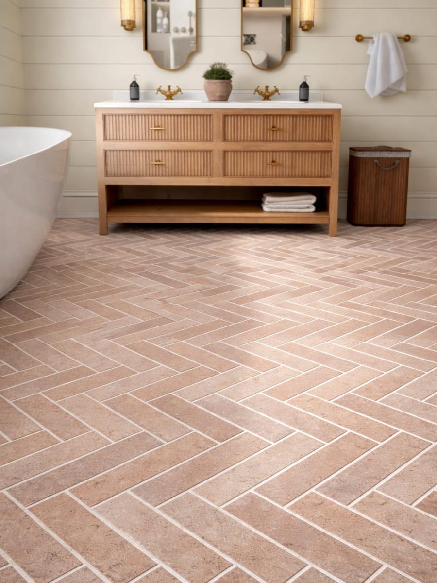 Dijon Tumbled Herringbone Tiles - 200x50x20mm