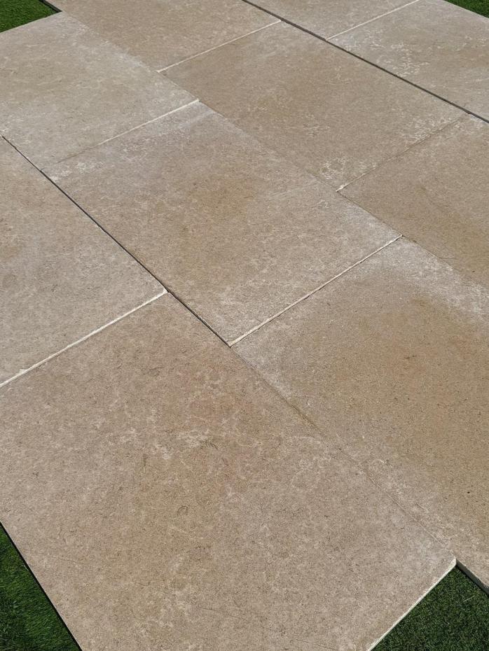 Dijon Tumbled Natural Limestone Paving Slabs - 600 x Free Length x 20mm