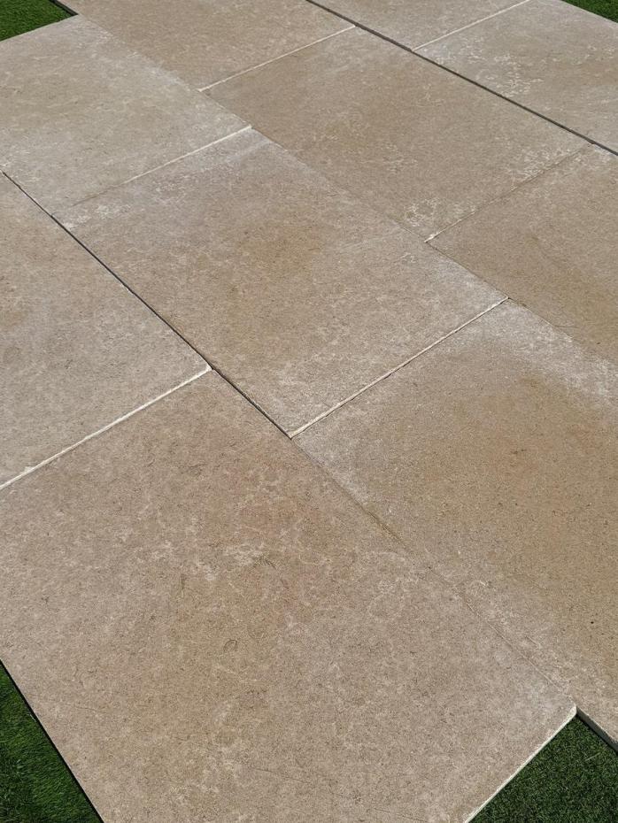 Dijon Brushed & Tumbled Limestone Paving Slabs - 900x600x20mm