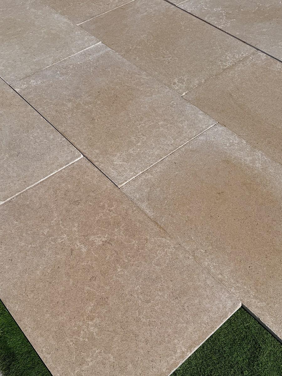 Dijon Honed & Tumbled Limestone Paving Slabs - 900x600x20mm