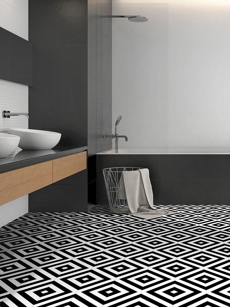 District Black Porcelain Wall & Floor Tiles - 200x200mm