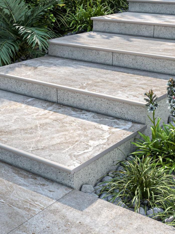 Dome Bone Porcelain Bullnose for Steps and Coping - 1200x400x20mm (Last Pack 10 pieces - 4.8m2)