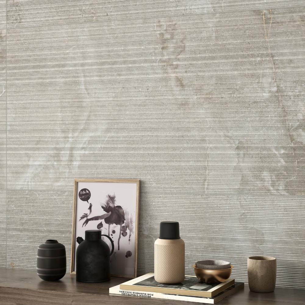 Dome Bone Ribbed Fluted Porcelain Tiles - 1200x600x9mm