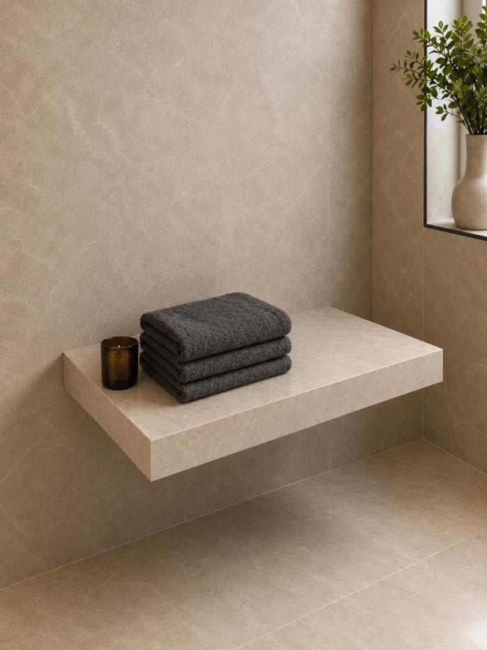 Dome Bone marble effect porcelain shelf 600mm