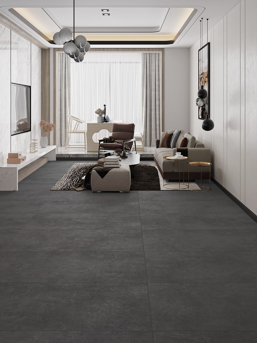 Eclipse Black Matt Porcelain Tile - 600x600mm