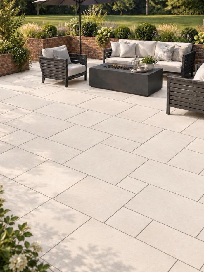 Eclipse Ivory Outdoor Porcelain Tiles - Mix Size Pack