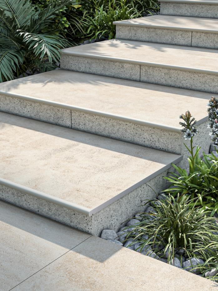 Eclipse Ivory Porcelain Bullnose Tiles - 1200x400x20mm