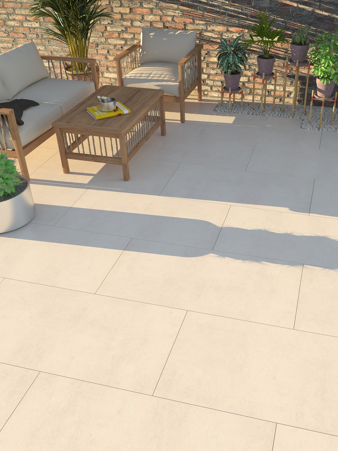 Eclipse Ivory Virtue Outdoor Porcelain Paving Slabs - 600x600 Pack