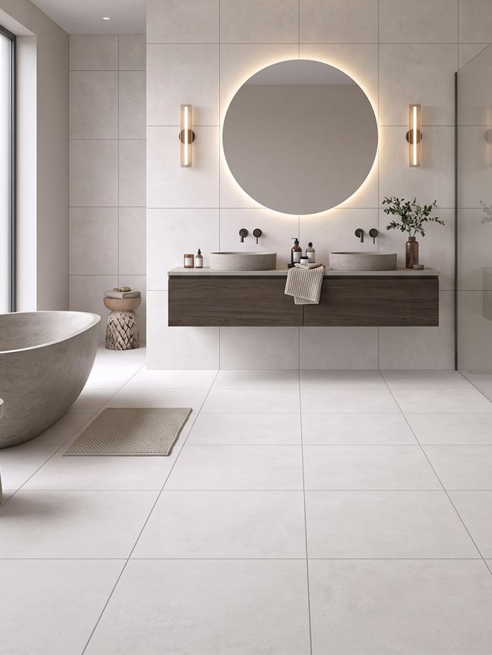 Eclipse Off White Porcelain Tile - 600x600mm