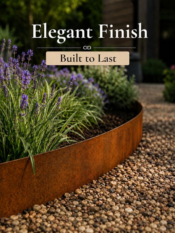 Corten Steel Lawn Edging 1075 x 150mm - Pre-Rusted (Pack of 5 Pcs)