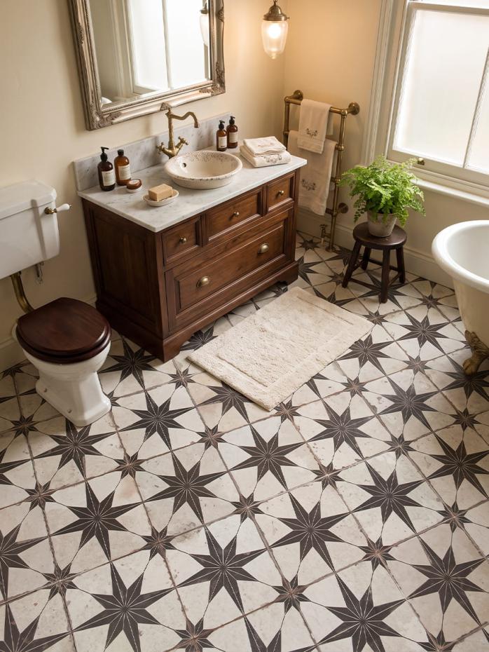 Estrella Black Star Pattern Tile - 450x450x9.5mm