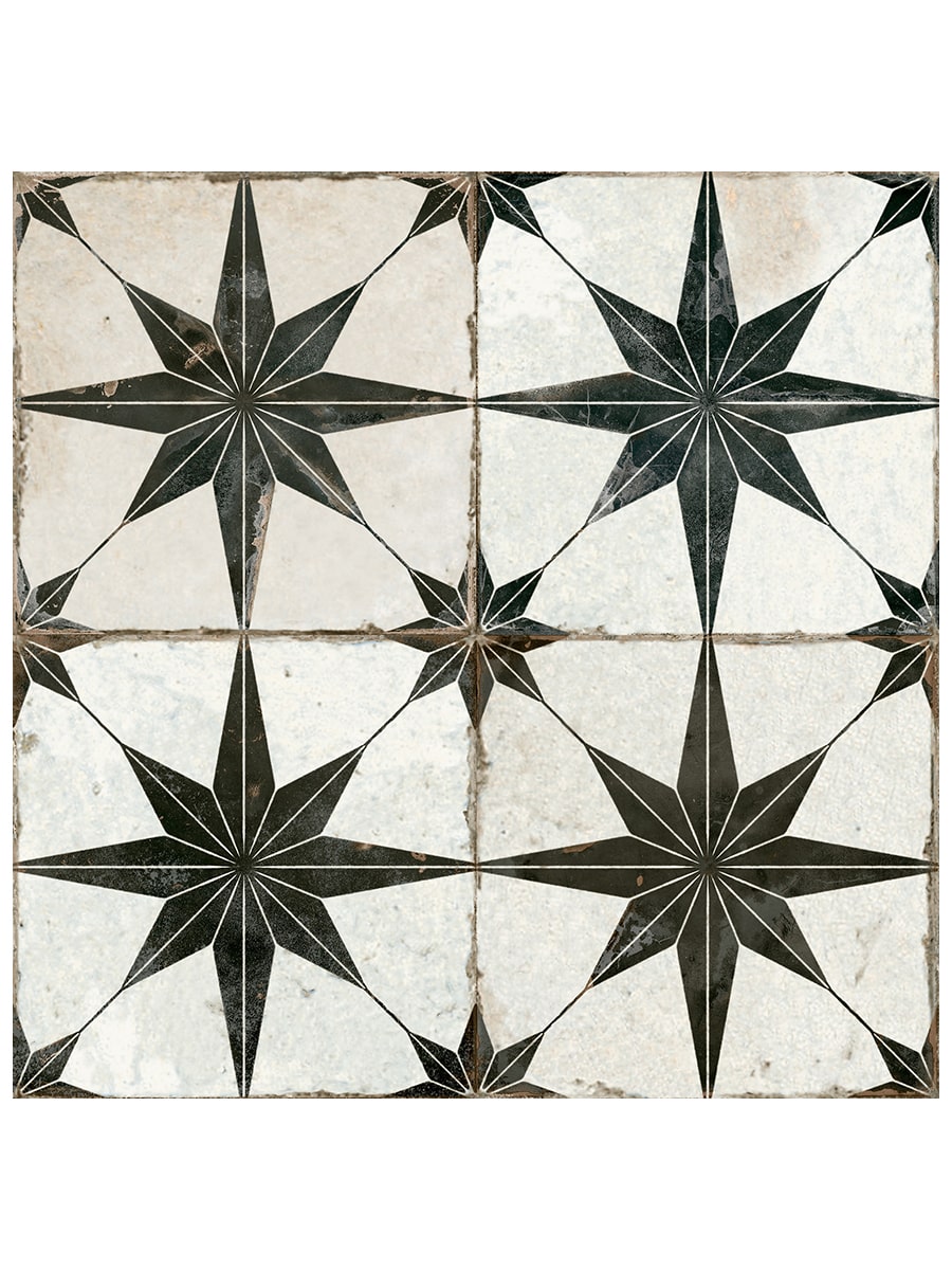 Estrella Black Star Pattern Tile - 450x450x9.5mm